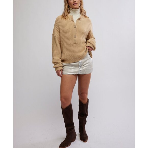 🎉LAST CHANCE🎉 FREE PEOPLE Cocoa Henley / Sugar Cookie - Picture 5 of 9